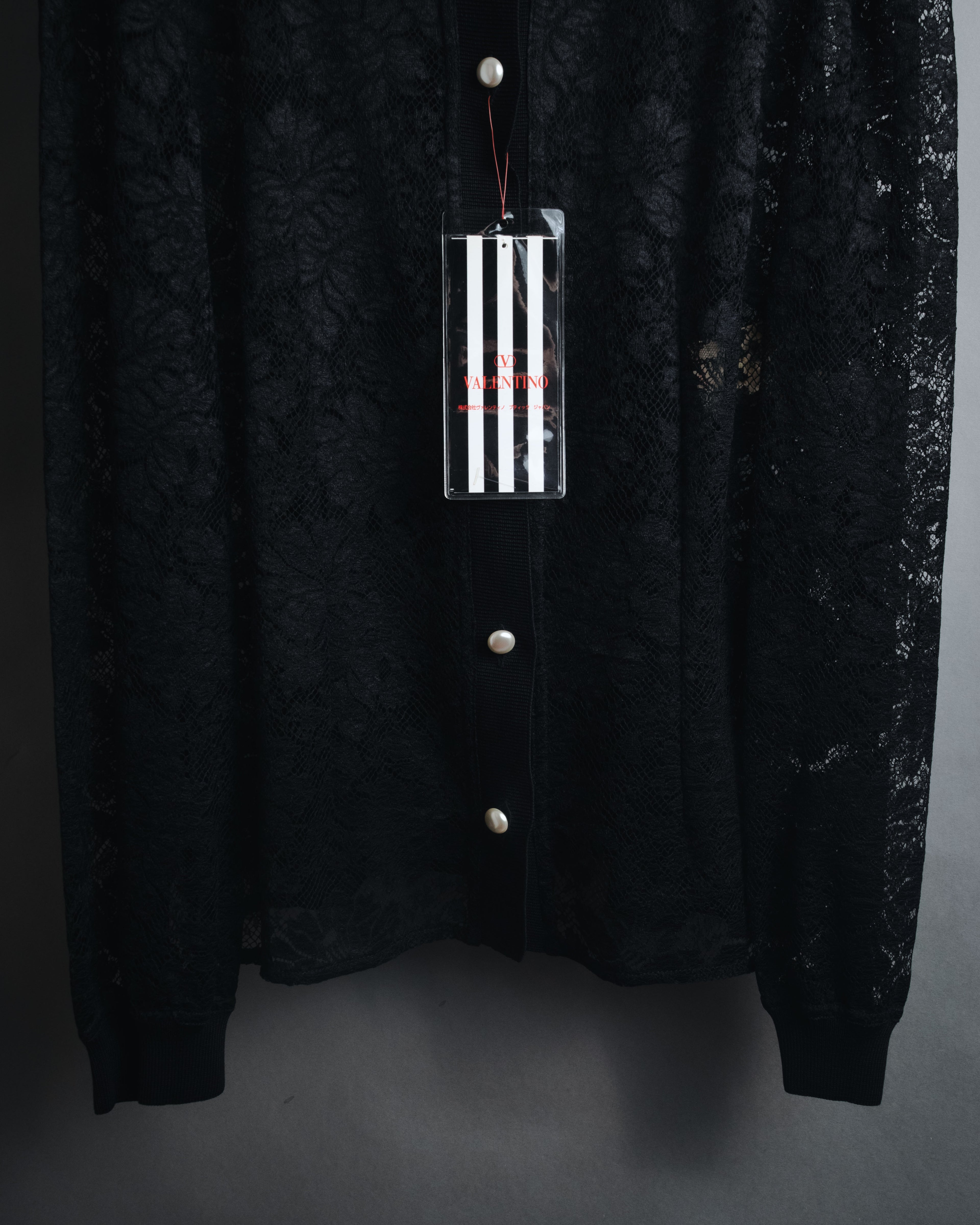 "VALENTINO MISS V" Late 80s botanical lace polo shirt