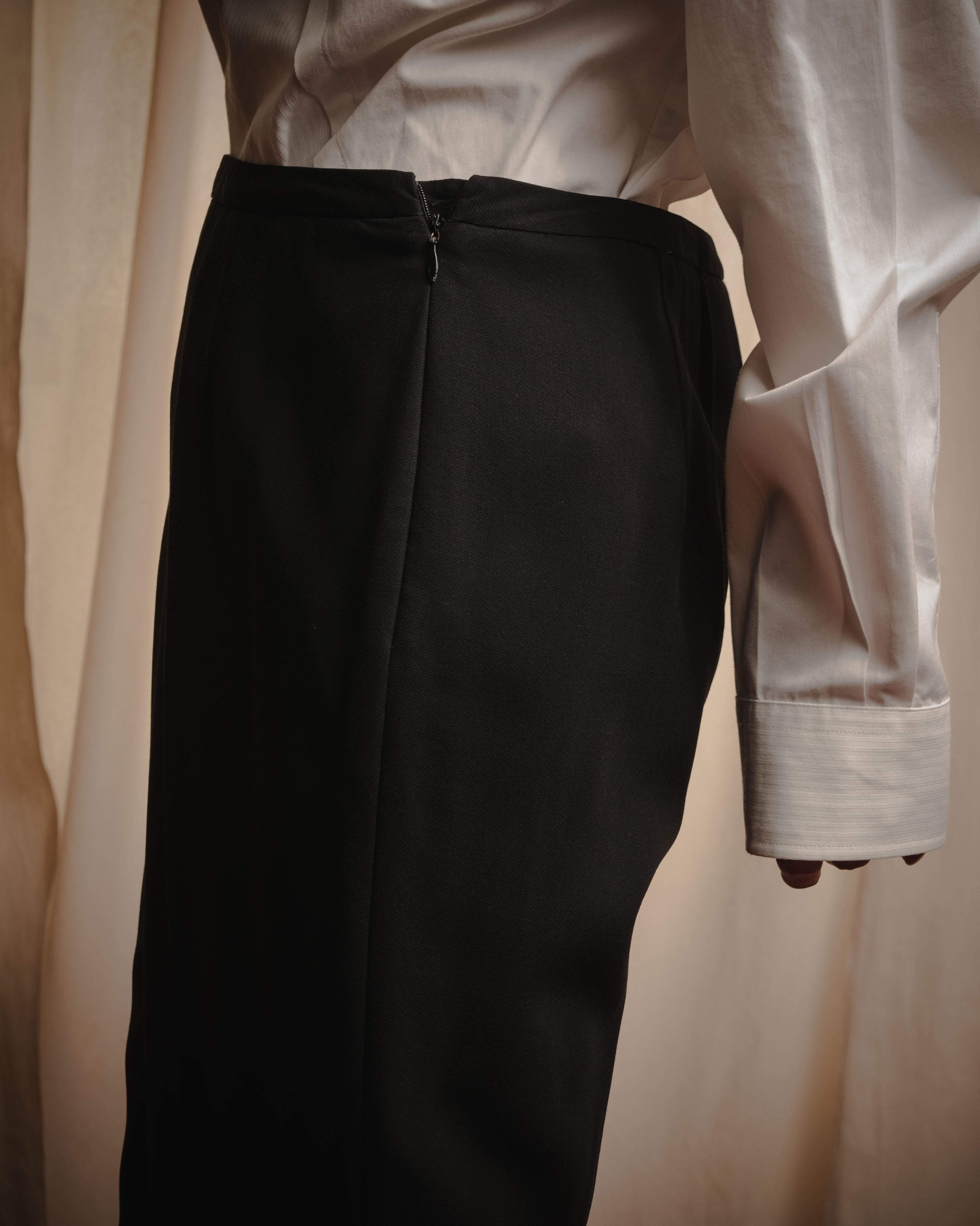 "GIORGIO ARMANI" 90’s Minimalist straight-leg virgin wool slacks