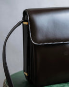 "LOEWE" Logo engraved belt design glass leather shoulder bag