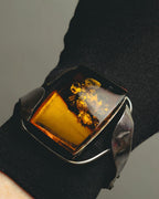 "Vintage" Sculptural amber tone statement bracelet
