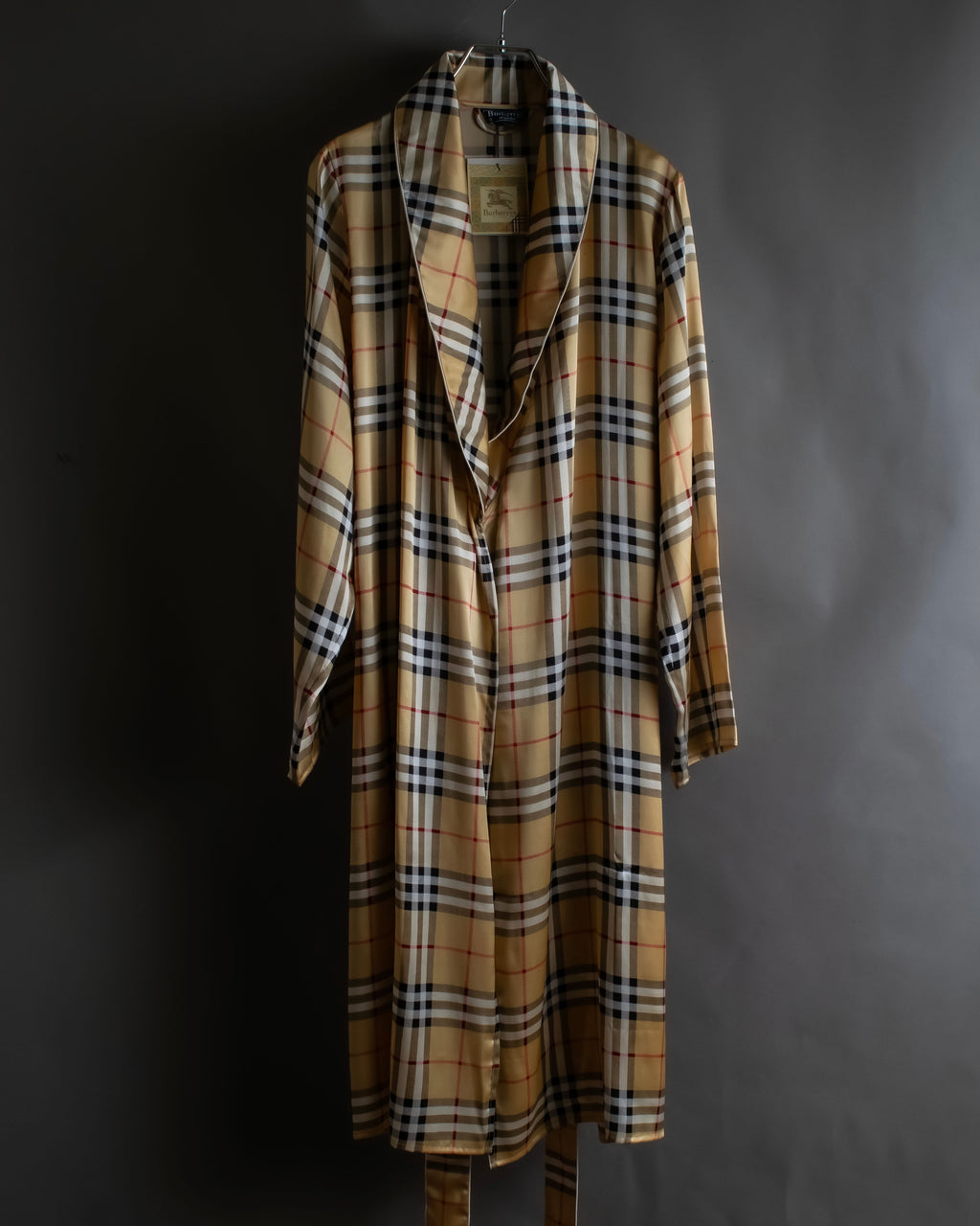 "BURBERRYS" Nova check maxi length silk gown coat