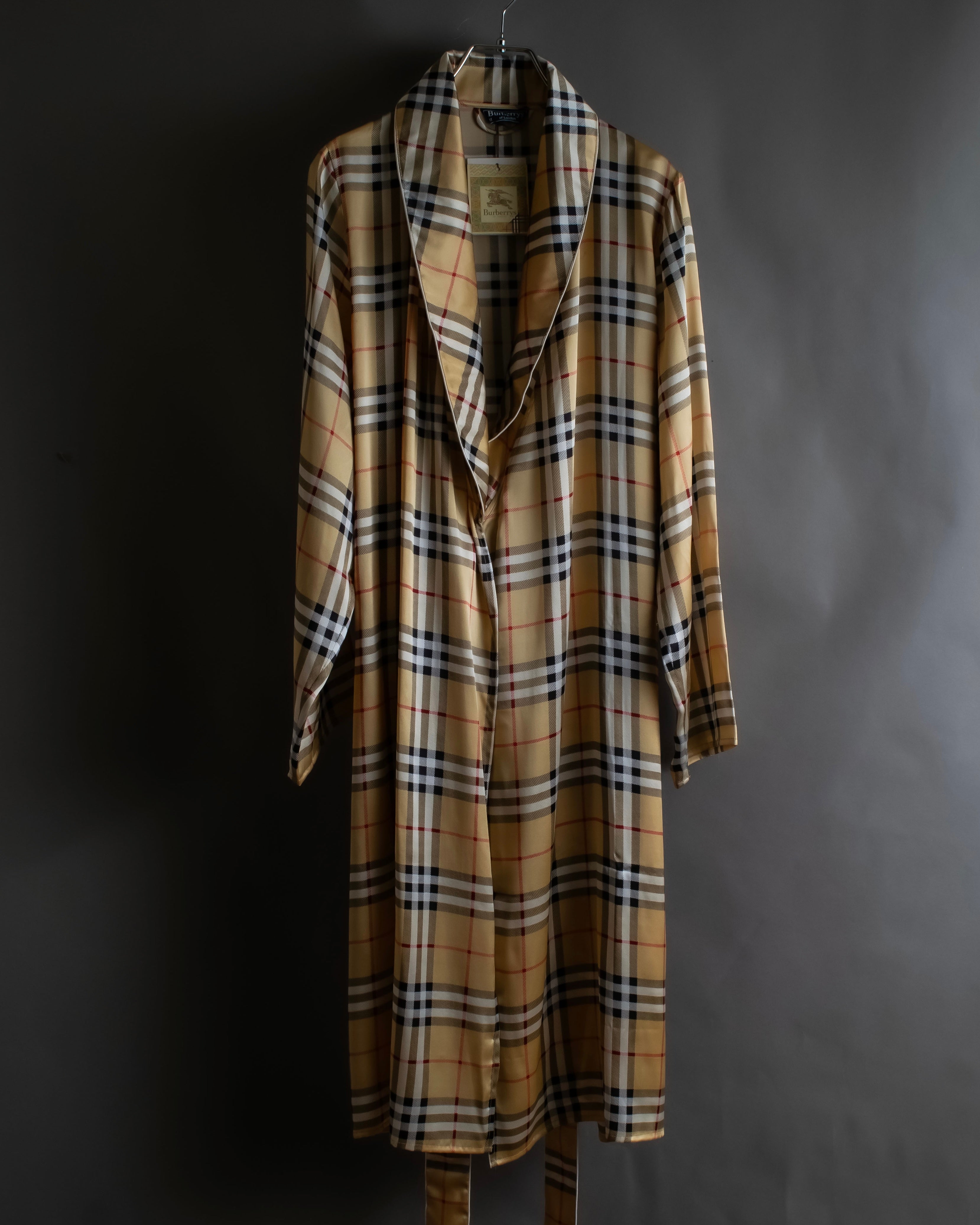 "BURBERRYS" Nova check maxi length silk gown coat