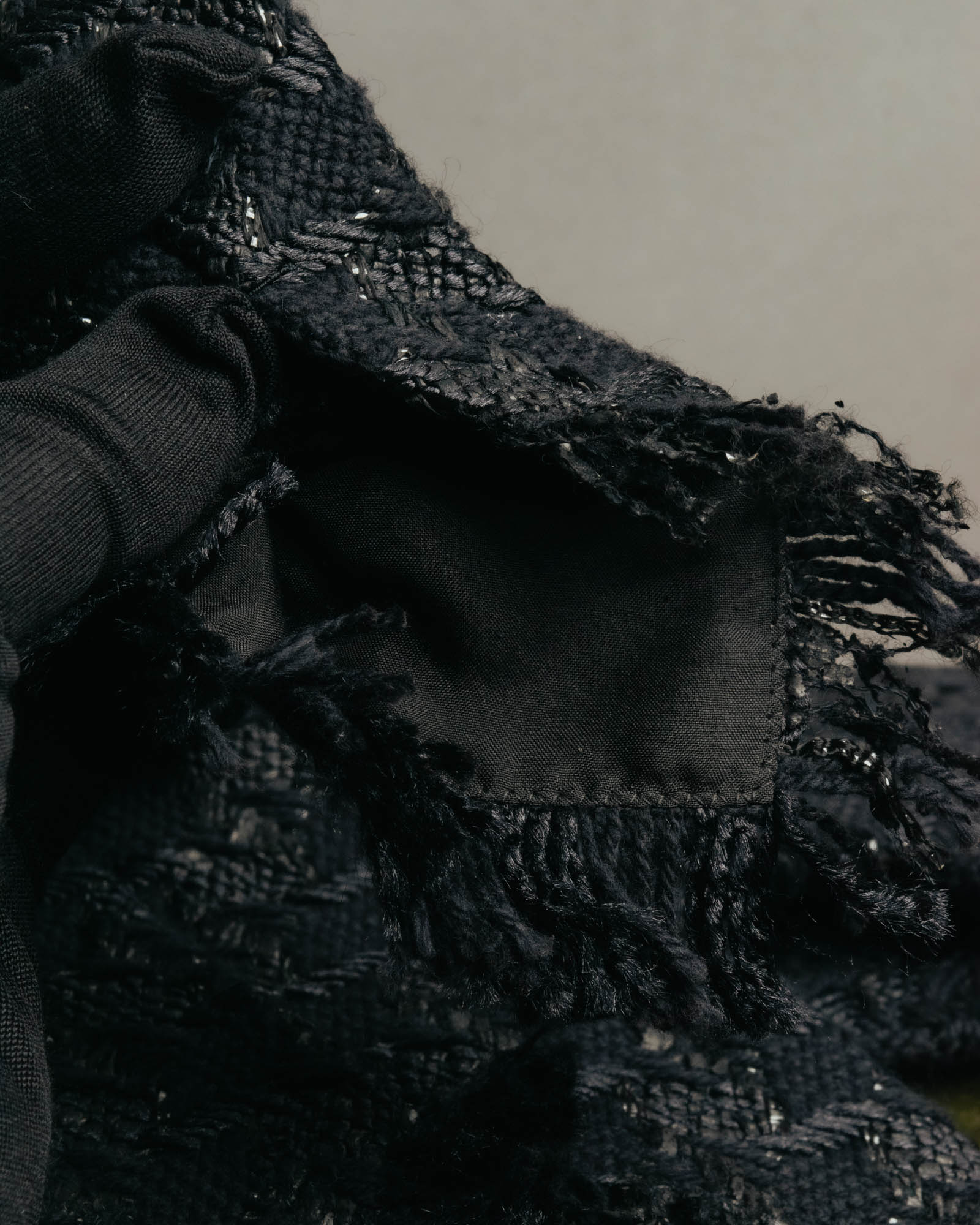 -SPECIAL- “CHANEL” 05Spring black tweed fringe necktie