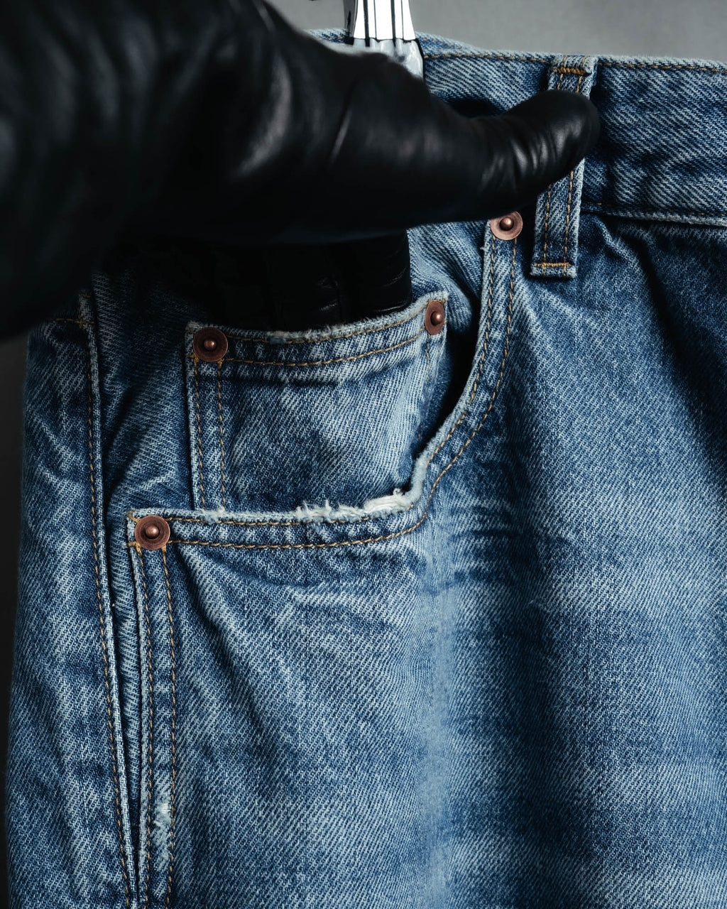 -SPECIAL- “SAINT LAURENT” 2023’s Long extreme baggy faded denim jeans