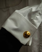 "CHANEL" Dome relief cross motif gold cufflinks