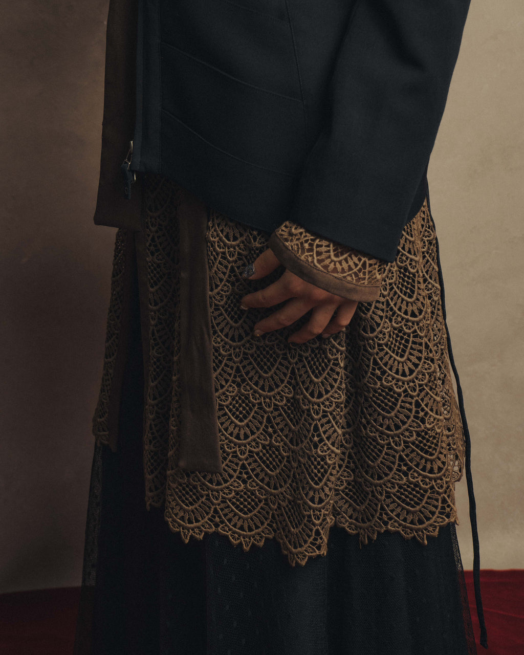 -SPECIAL- “VALENTINO ROMA” 1998-2008 Lace belted sheer coat dress