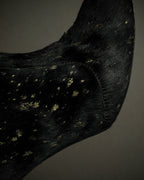 "CHANEL" Gold particle design pony leather heel boots