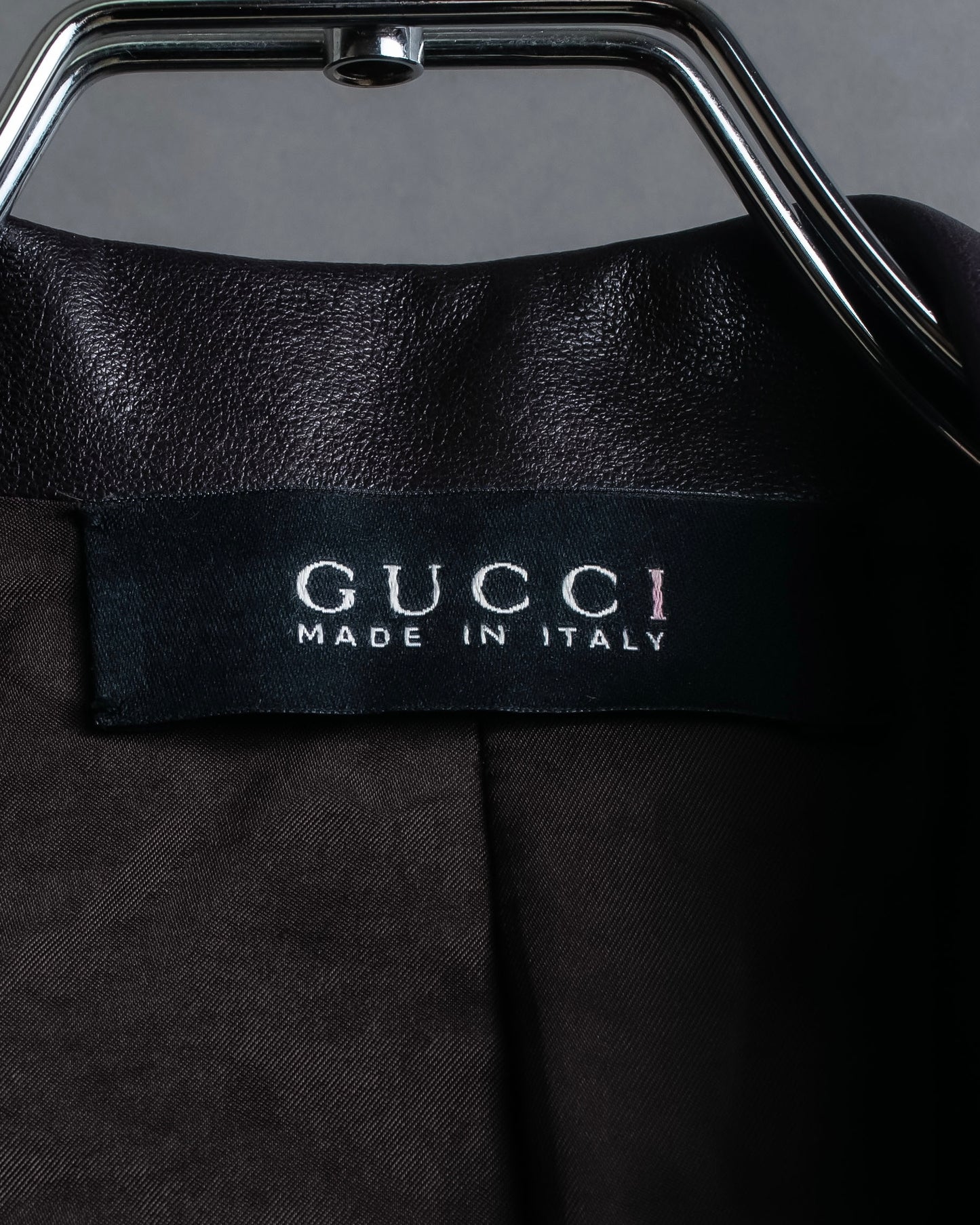 "GUCCI" Cutting design leather tailored jacket