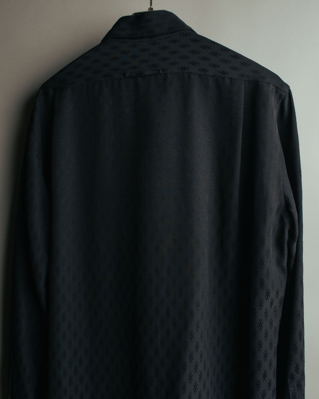 "Jean Paul Gaultier Classique" 90's Geometric jacquard total-pattern shirt with shell buttons