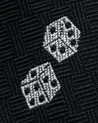 "HERMES" Dice embroidery design silk neck tie
