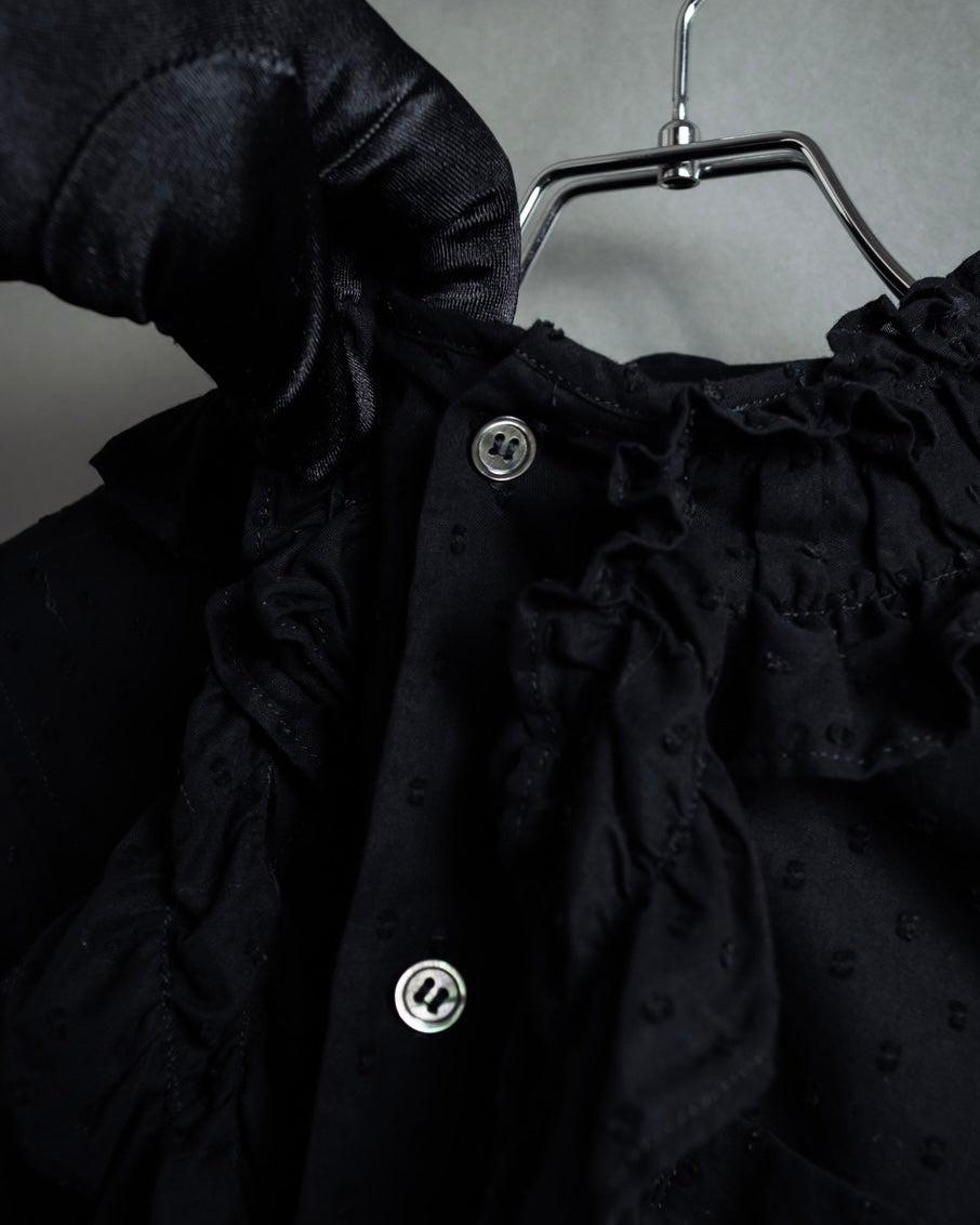 "tricot COMME des GARCONS"  80's Tiered ruffle design, dotted sheer blouse