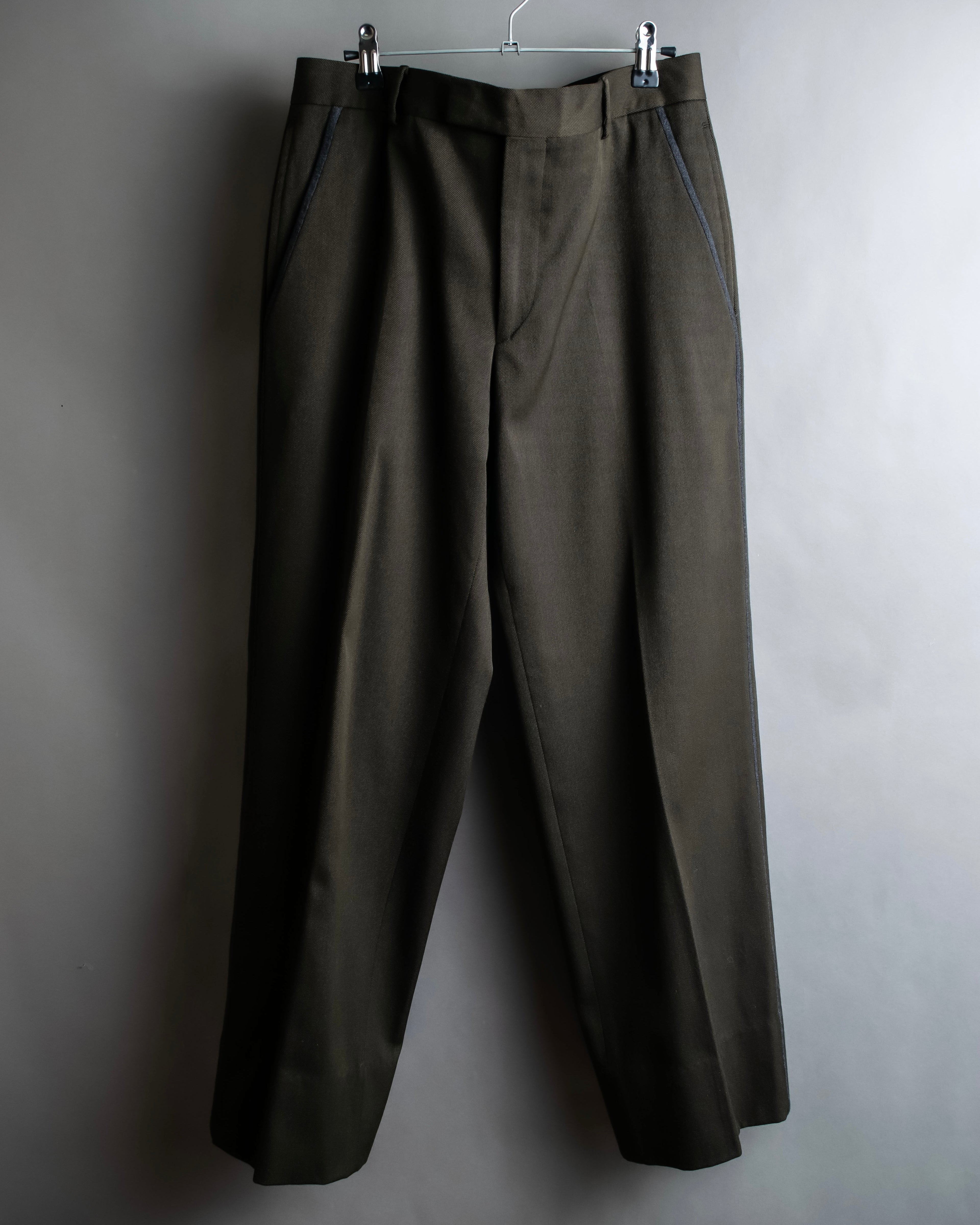 "HERMES" Sideline design wool tapered slacks