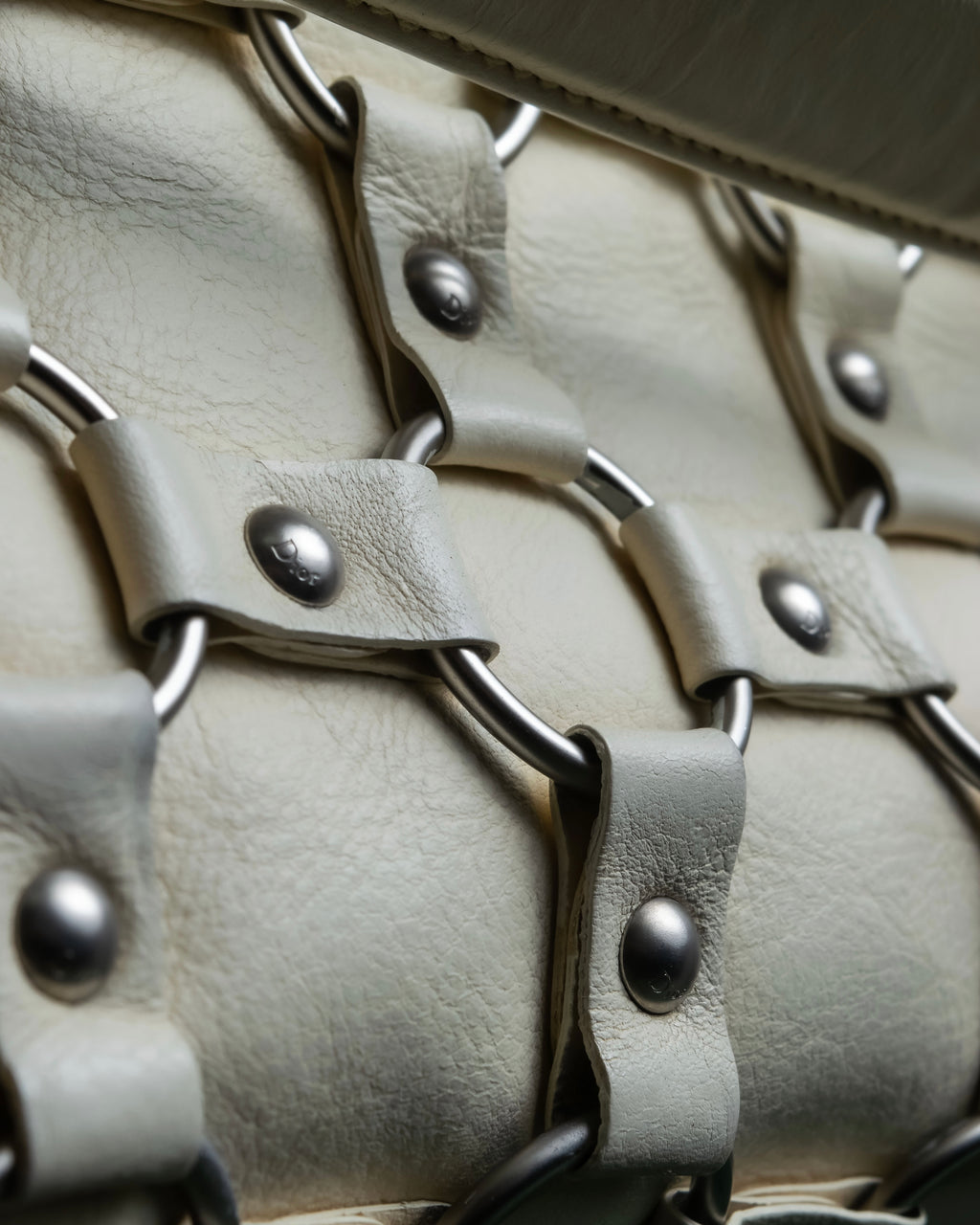 "Christian Dior" Metal ring leather combination design bag