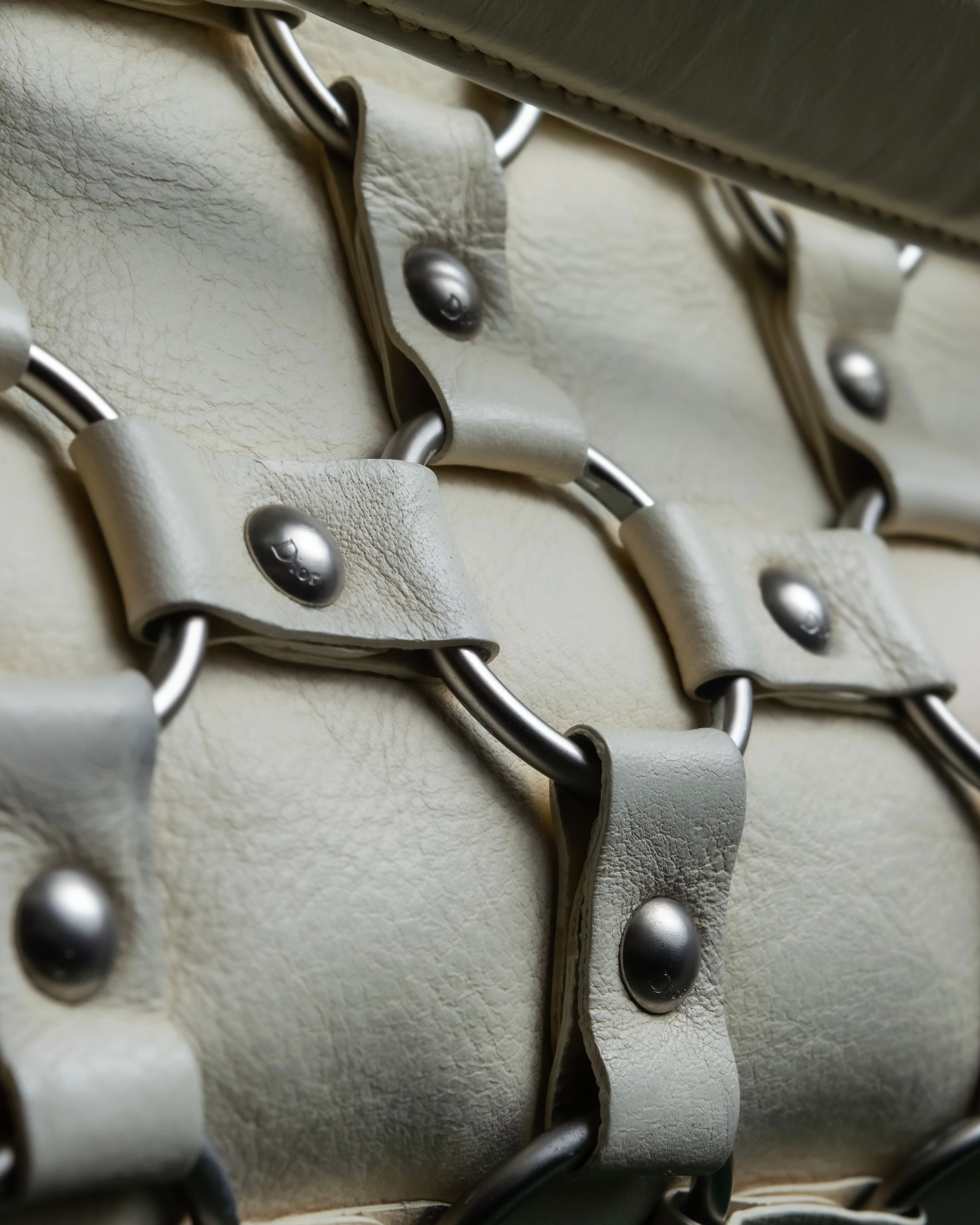"Christian Dior" Metal ring leather combination design bag