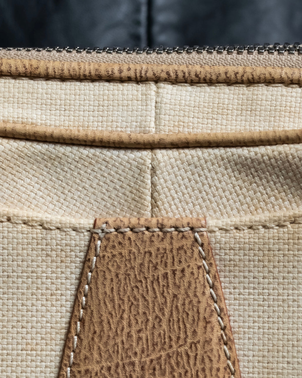 “LOEWE” Leather belted design bicolor handbag