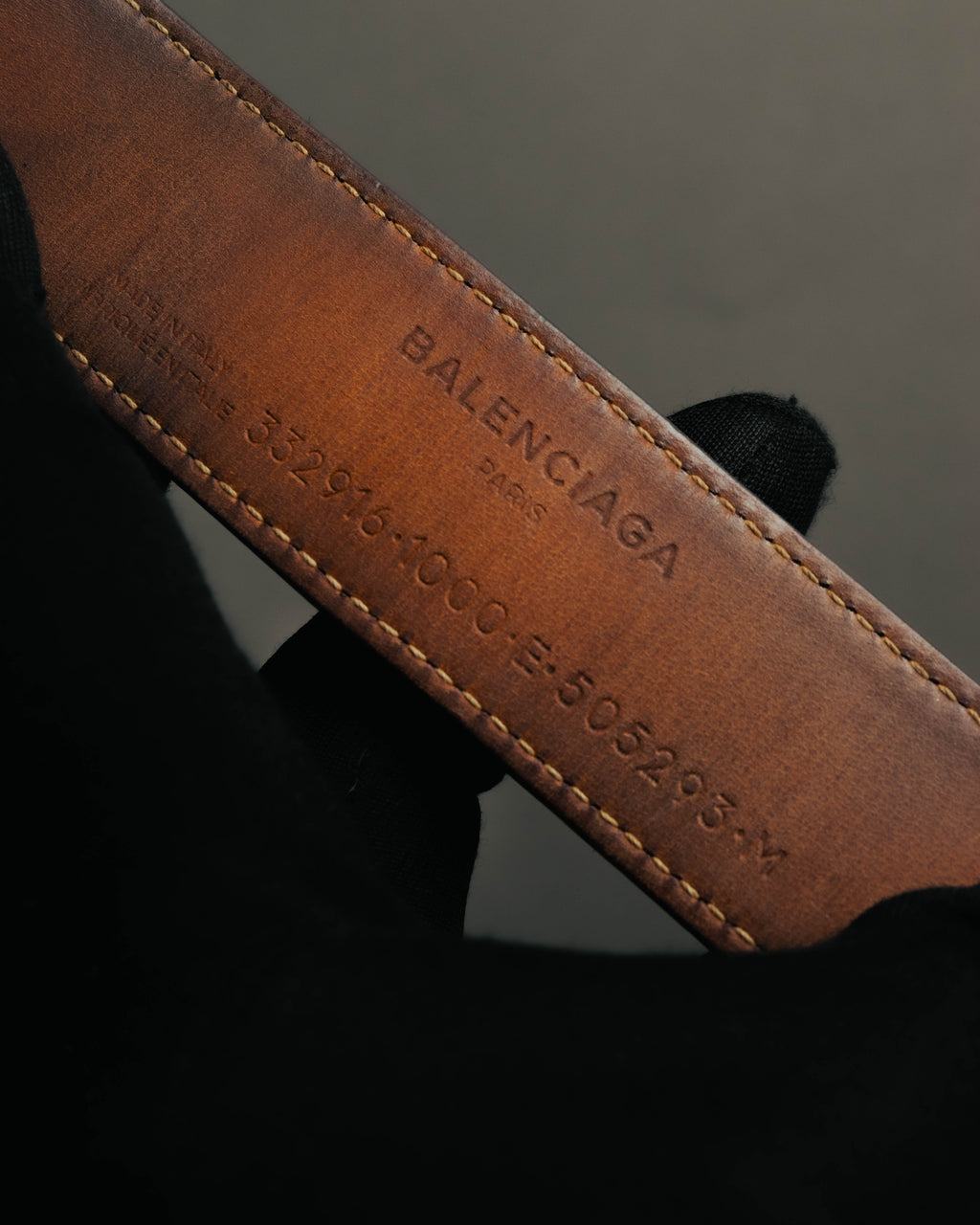 “BALENCIAGA“ 10’s Brushed metal leather cuff bracelet