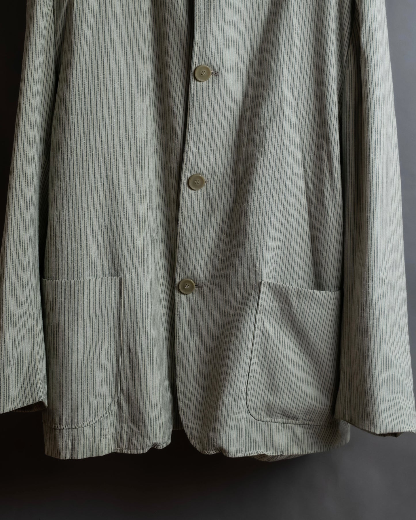 "Vintage ribbed stripe stand collar jacket"