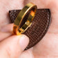 "HERMES" Gold & brown leather scarf ring