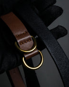 "BURBERRY" Gold circle metal design waist mark leather belt