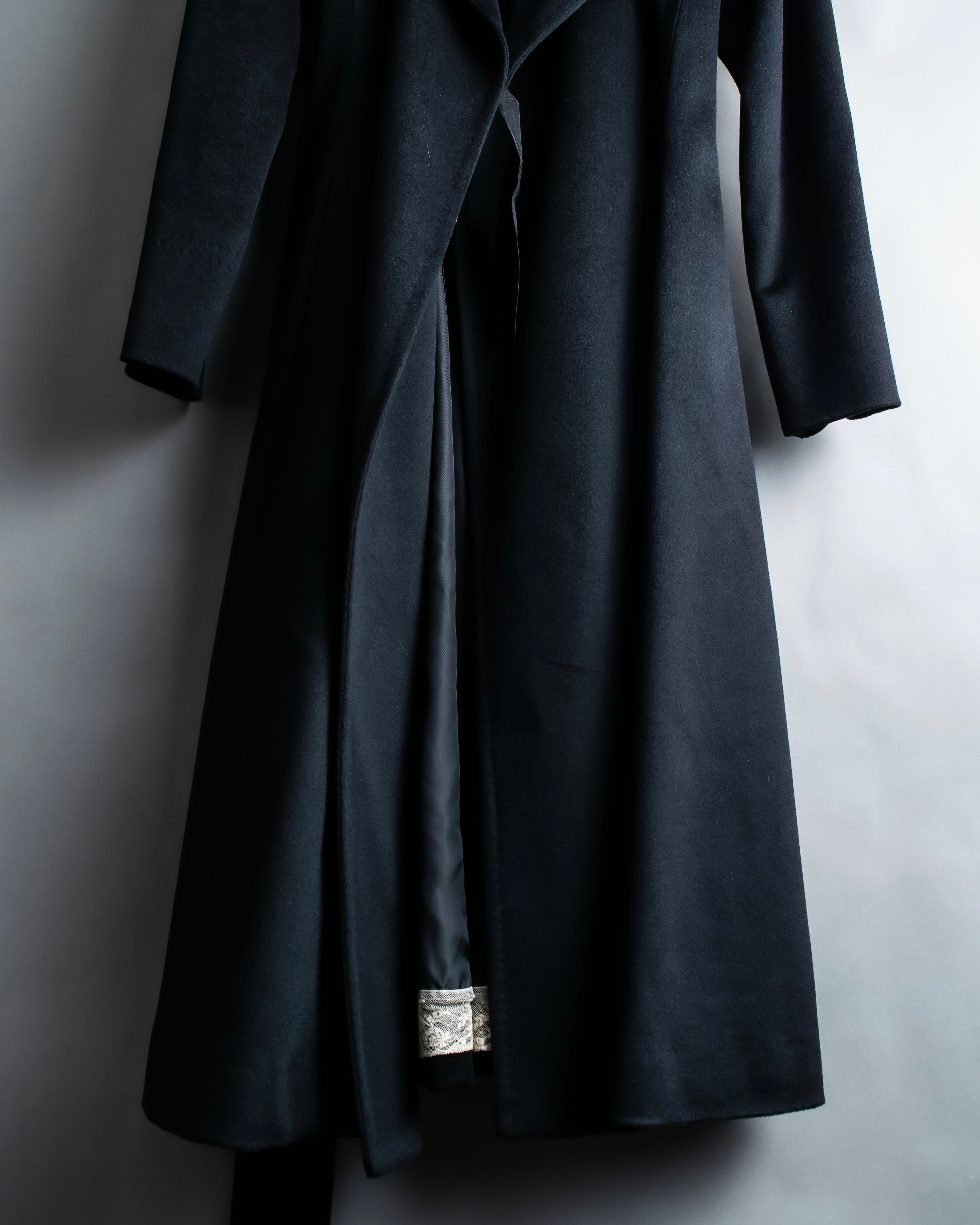"PAUL SMITH" 100% wool maxi length belted gown coat