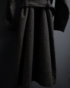 "tricot COMME des GARCONS" Leather collar design houndstooth pattern oversized long coat
