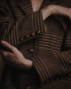 "CELINE" Late 80s–Early 90s velvet-collar woven jacket