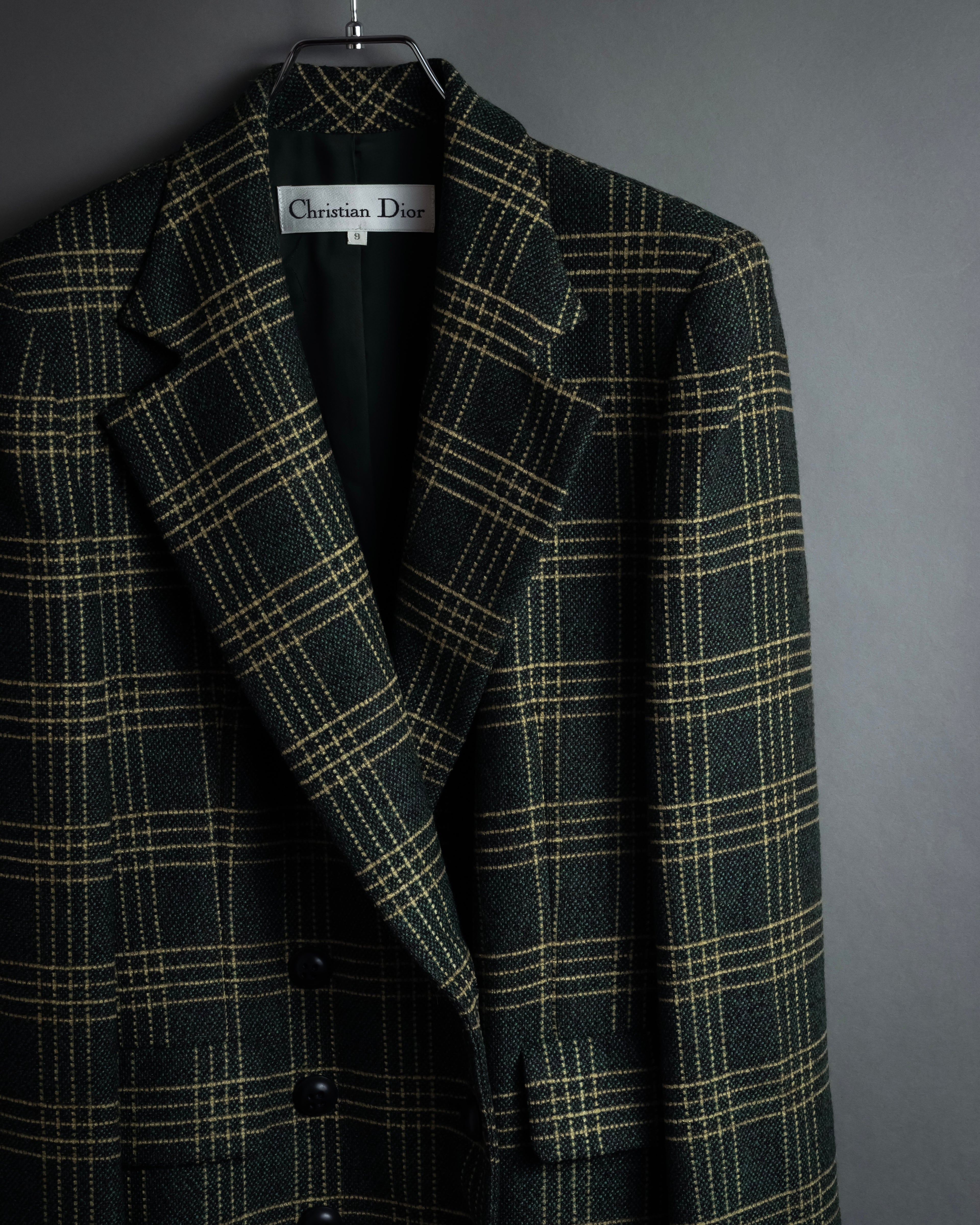 "Christian Dior" Windowpane check tailored jacket