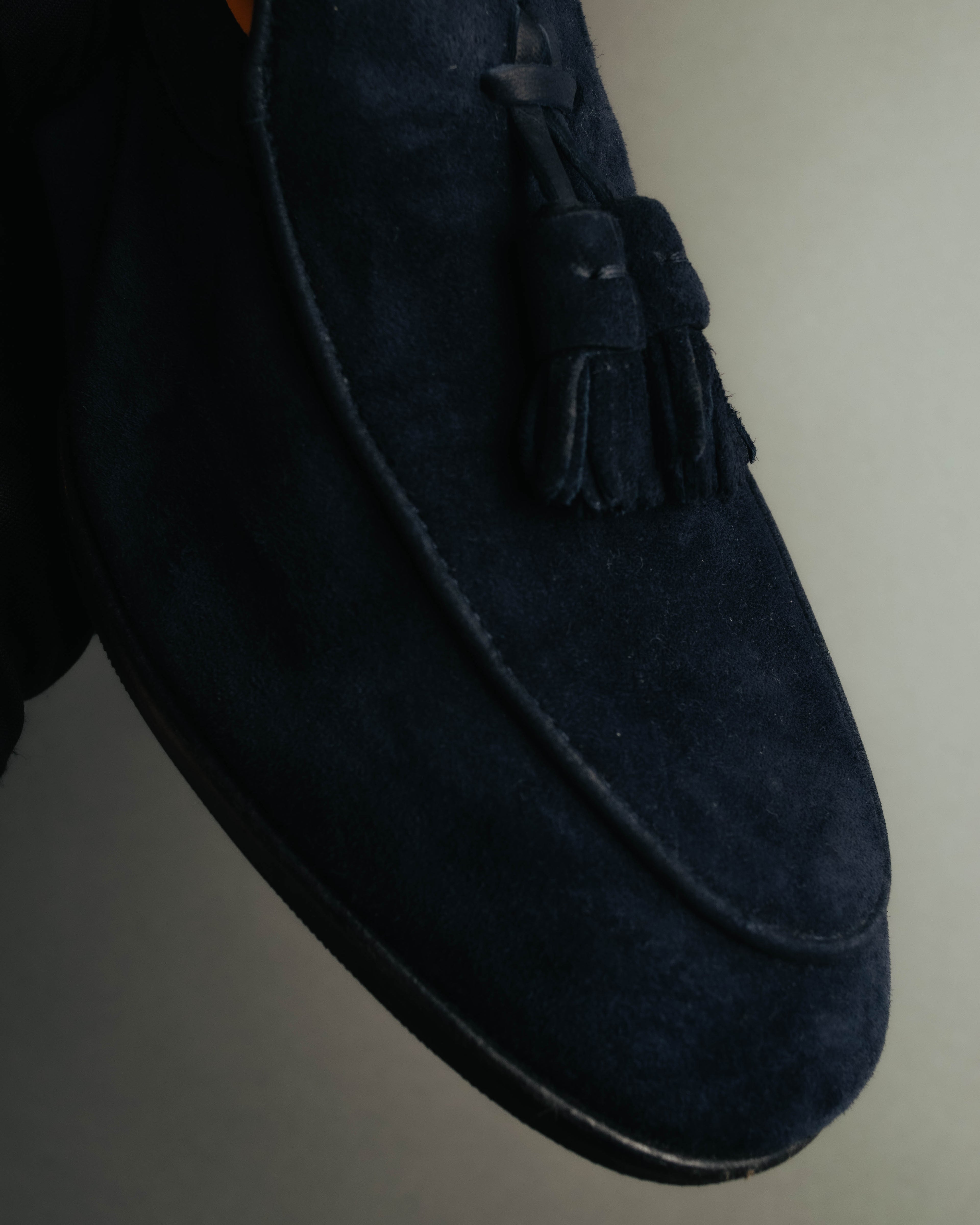 "Santoni" 2010's-2020's Elegant navy suede tassel loafers