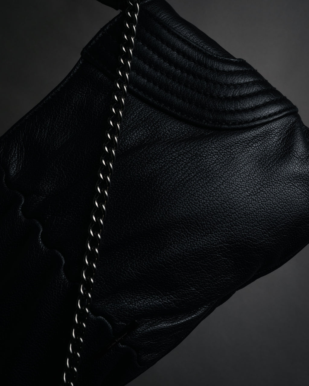 “Salvatore Ferragamo” 2000’s Gathered leather chain shoulder bag