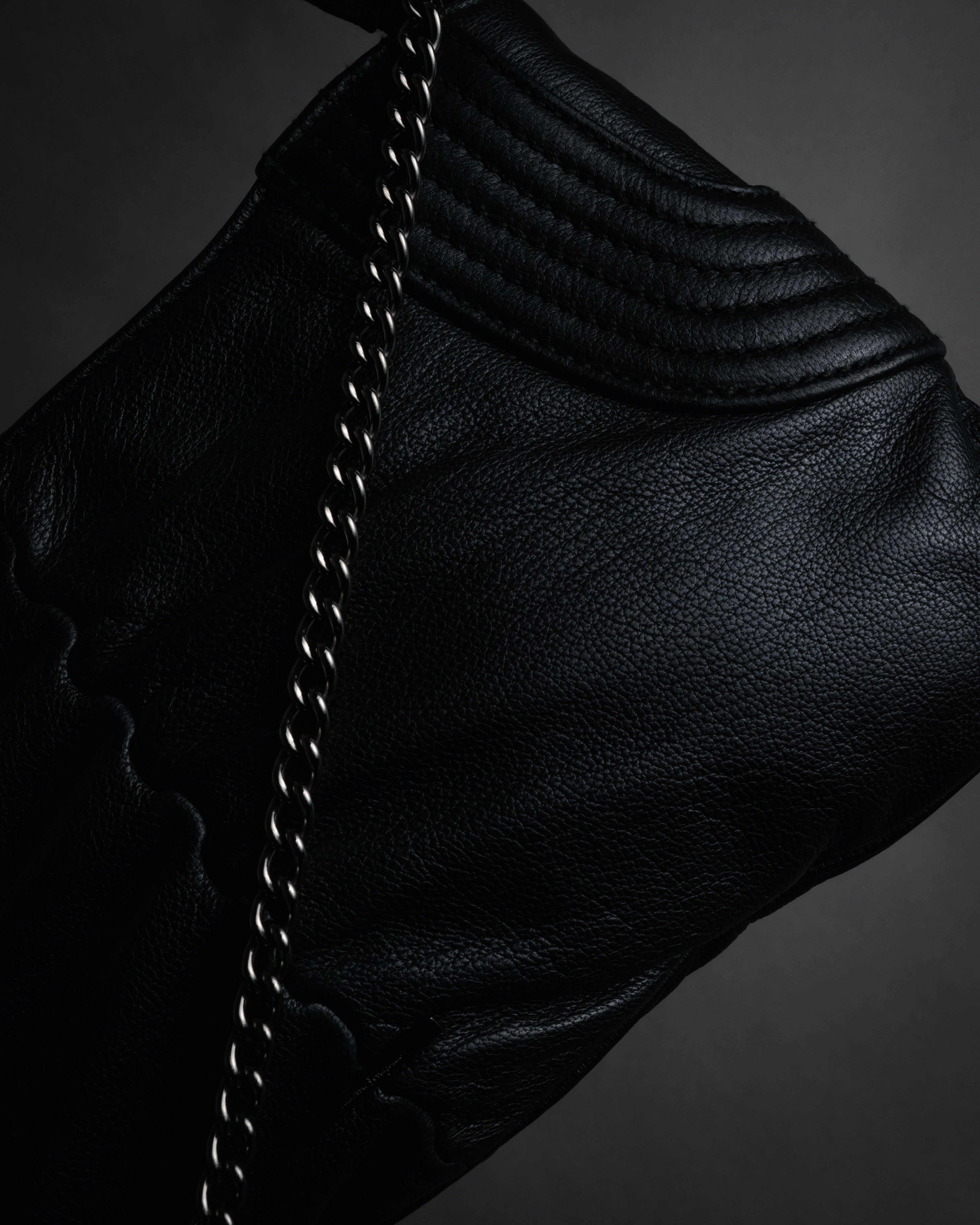 “Salvatore Ferragamo” 2000’s Gathered leather chain shoulder bag