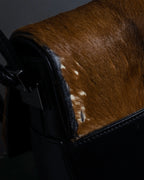 "GUCCI" Combination design hair calf leather bag