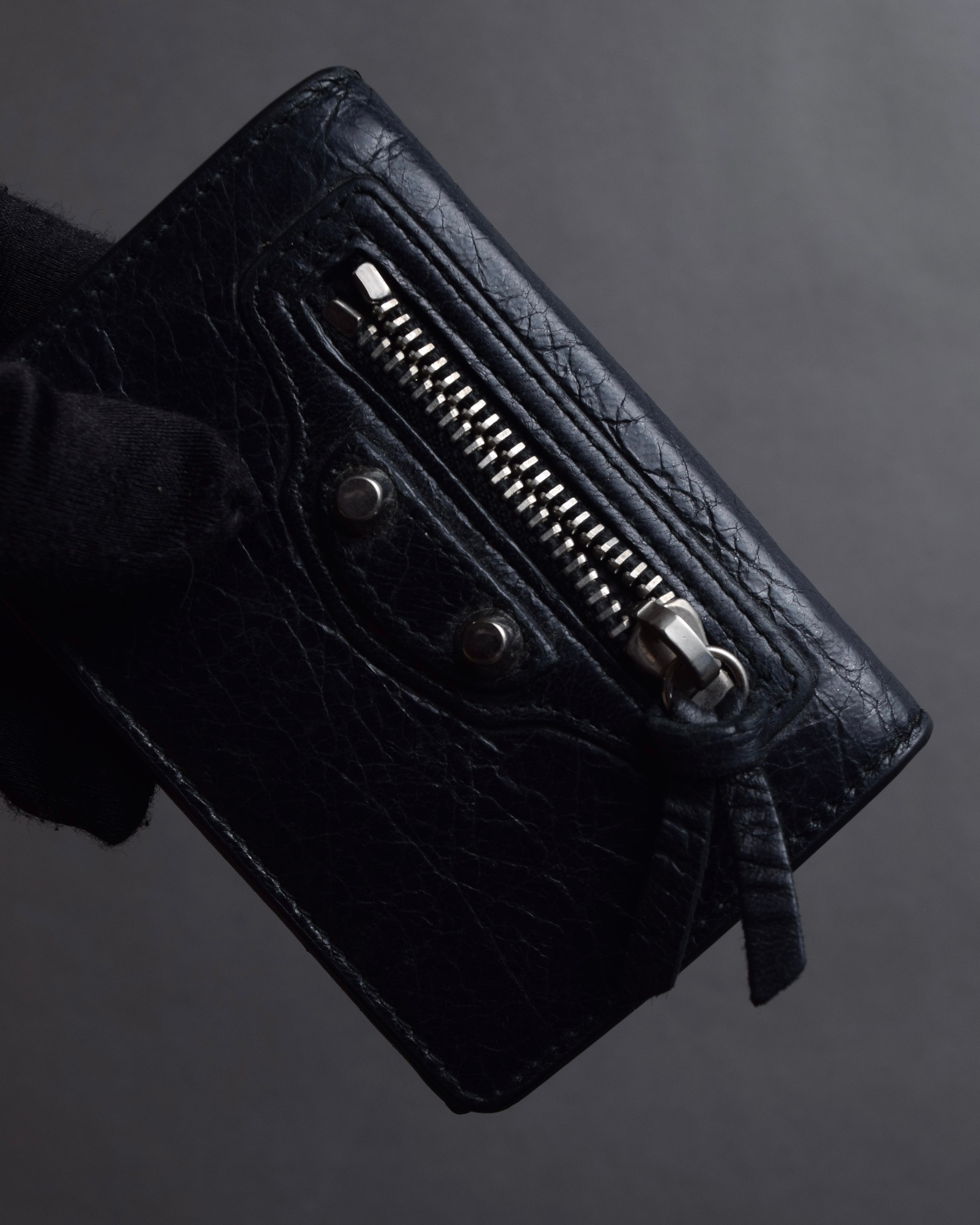 "BALENCIAGA" Motorcycle detail compact leather wallet