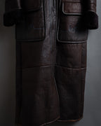 “KENZO” 80’s Folkloric shearling-lined leather long coat