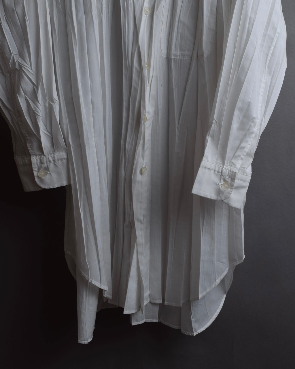 "ISSEY MIYAKE" Pleated design polyester long shirt