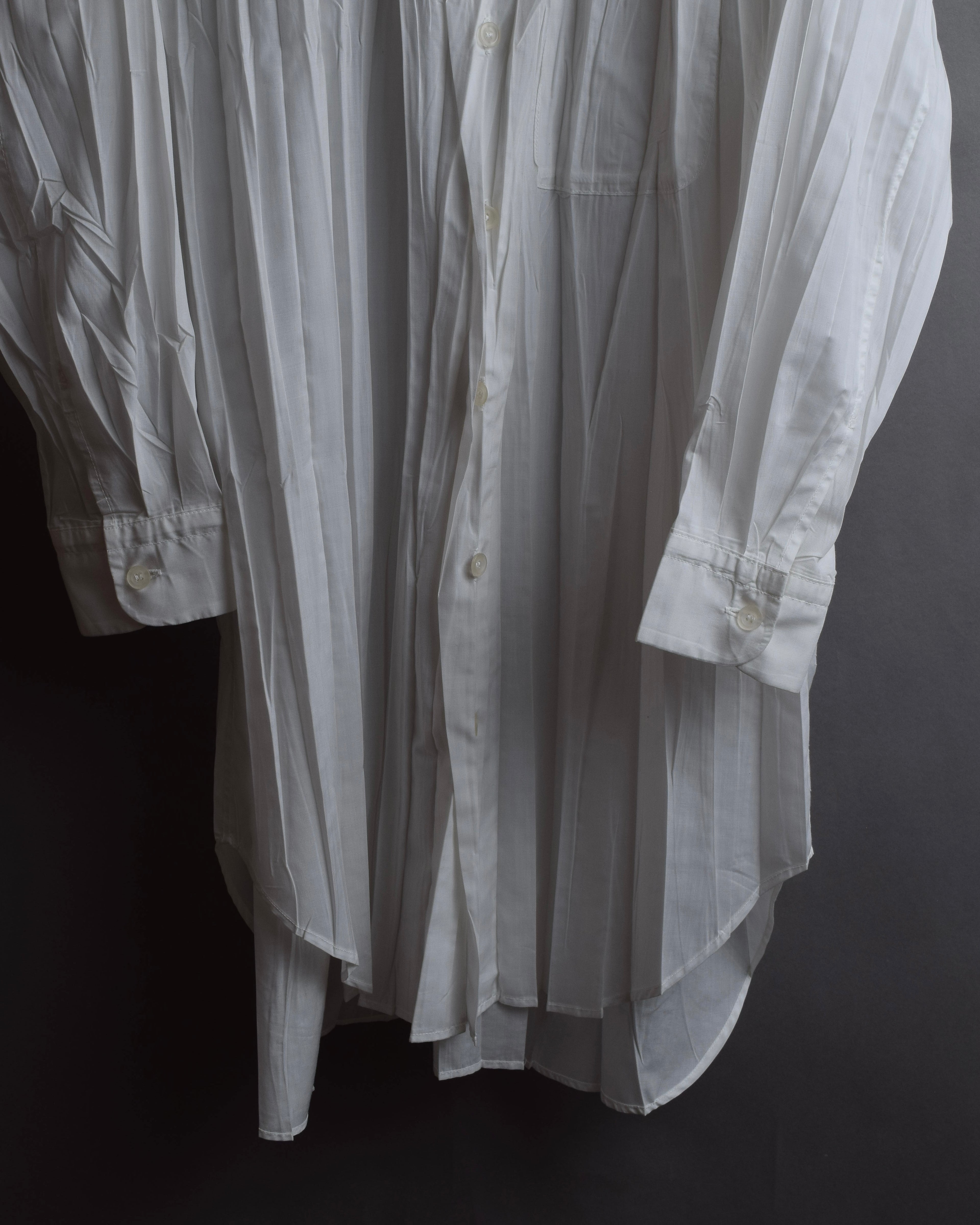"ISSEY MIYAKE" Pleated design polyester long shirt