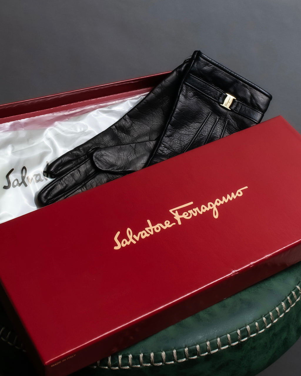 "Salvatore Ferragamo" Gancini motif leather gloves