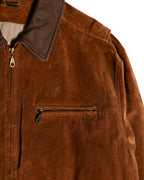VINTAGE / Oversized Contrast Collar Suede Leather Jacket Light Brown