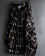 "BURBERRY" Brown tartan check pleated wrap skirt