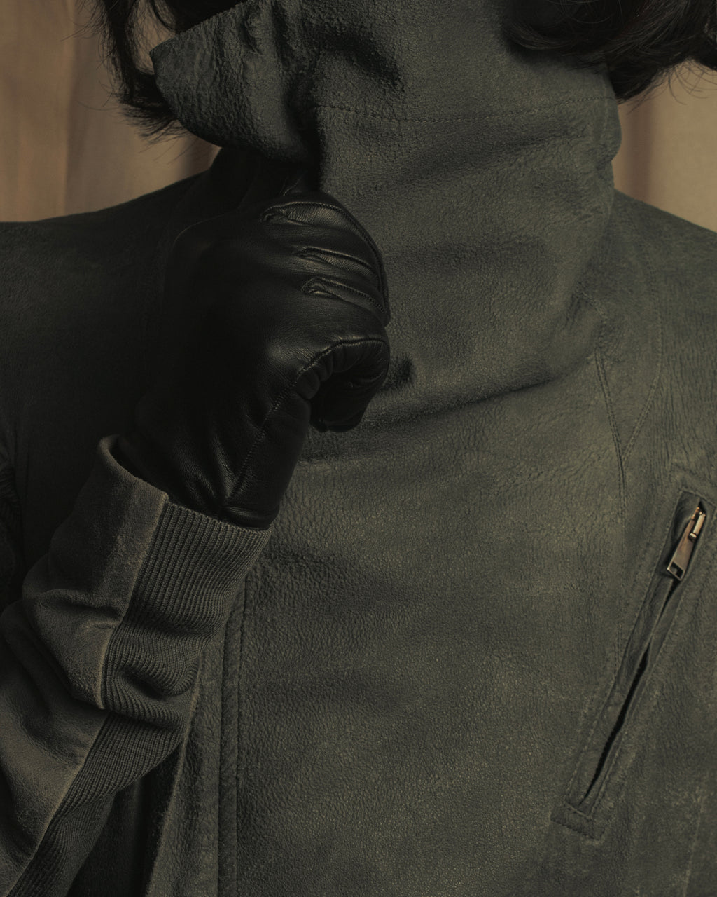 -SPECIAL- "Rick Owens" 13AW Ribbed leather zip-up jacket