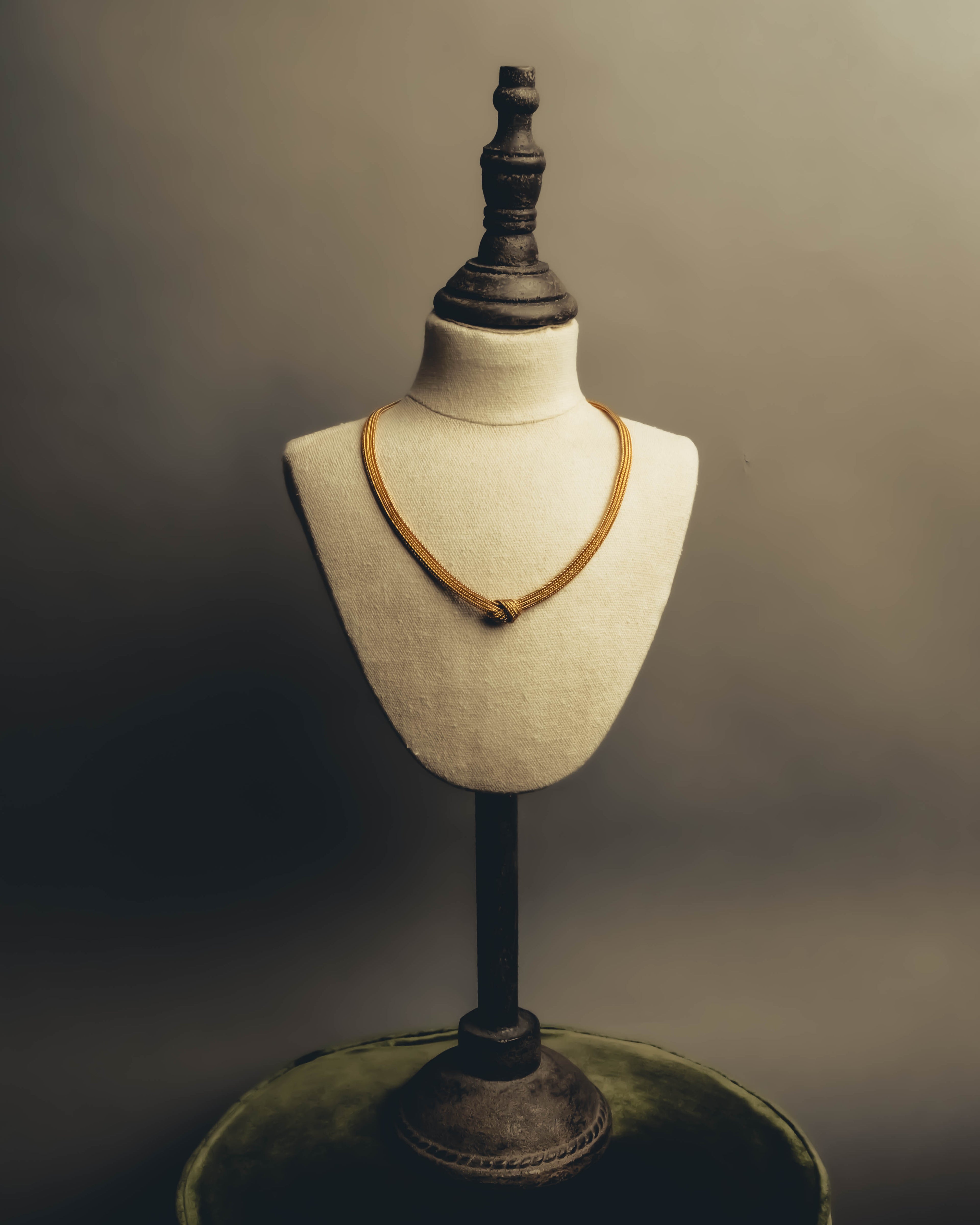 "Christian Dior" Gold tone braided knot costume jewelry necklace