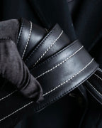 "HELMUT LANG" Fur collar belted long coat