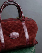 "CELINE" Triomphe motif Bordeaux color suede boston bag