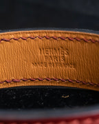 "HERMES" Margiela period burgundy leather bracelet
