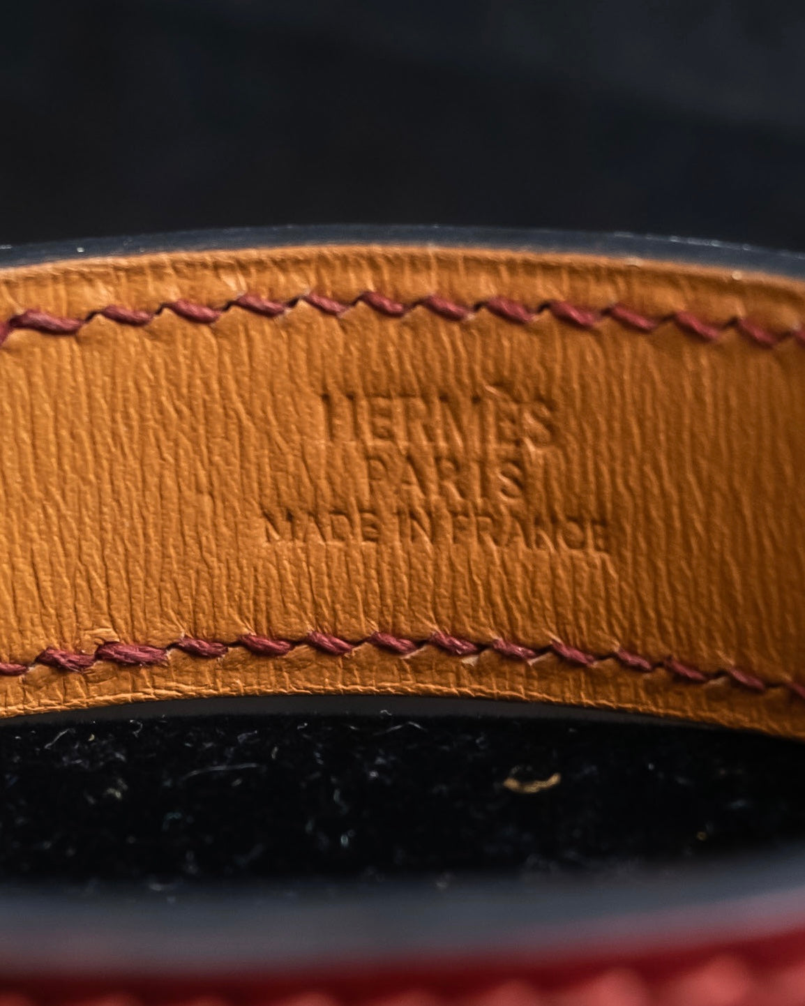 "HERMES" Margiela period burgundy leather bracelet