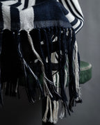 "GUCCI" 90's-00's Line fringe design two-tone long stole