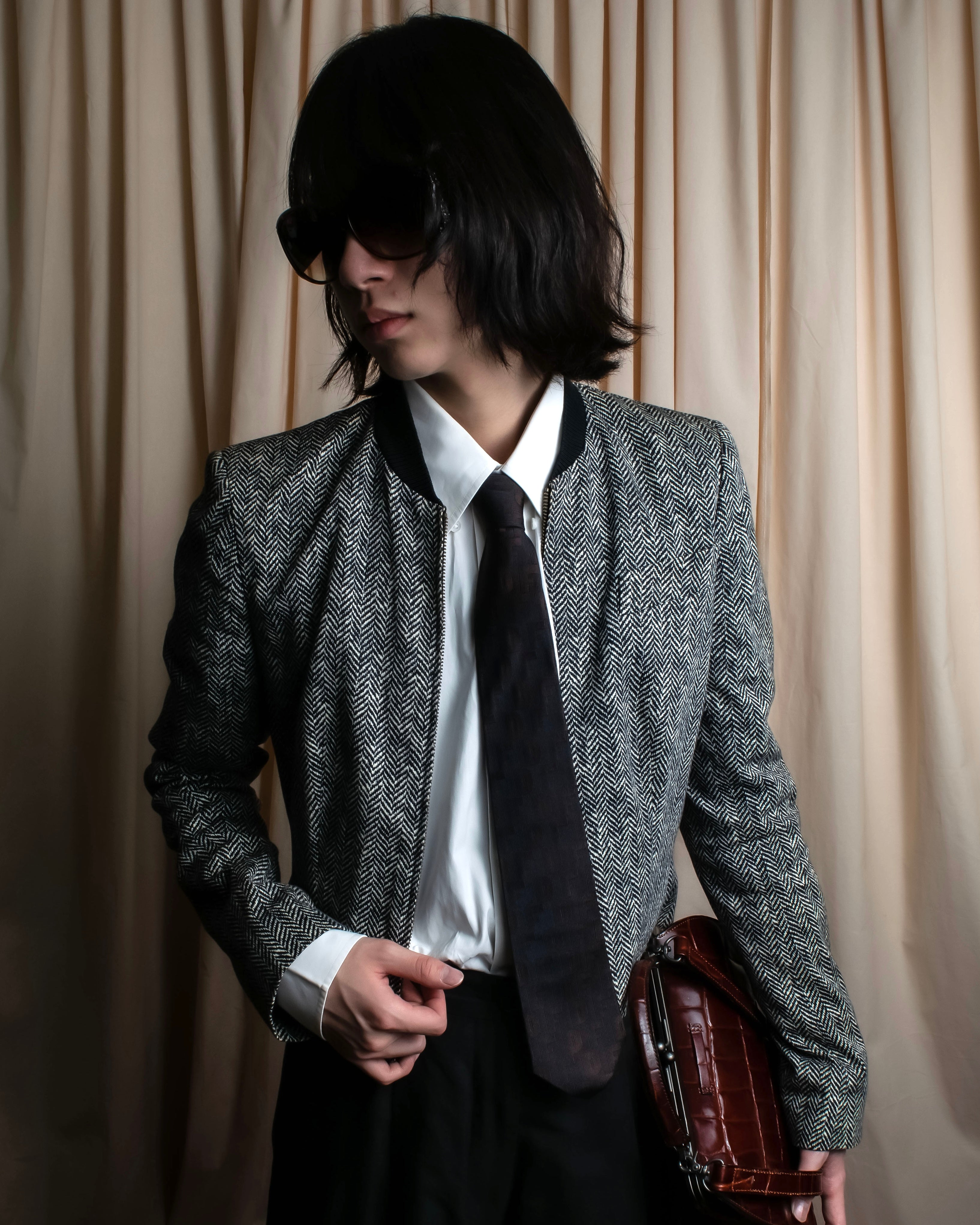 "DOMINIQUE FRANCE" Logo engraved silk necktie