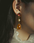 -SPECIAL- "Yves Saint Laurent" 80's-90's Vintage architectural poured glass and pearl drop earrings