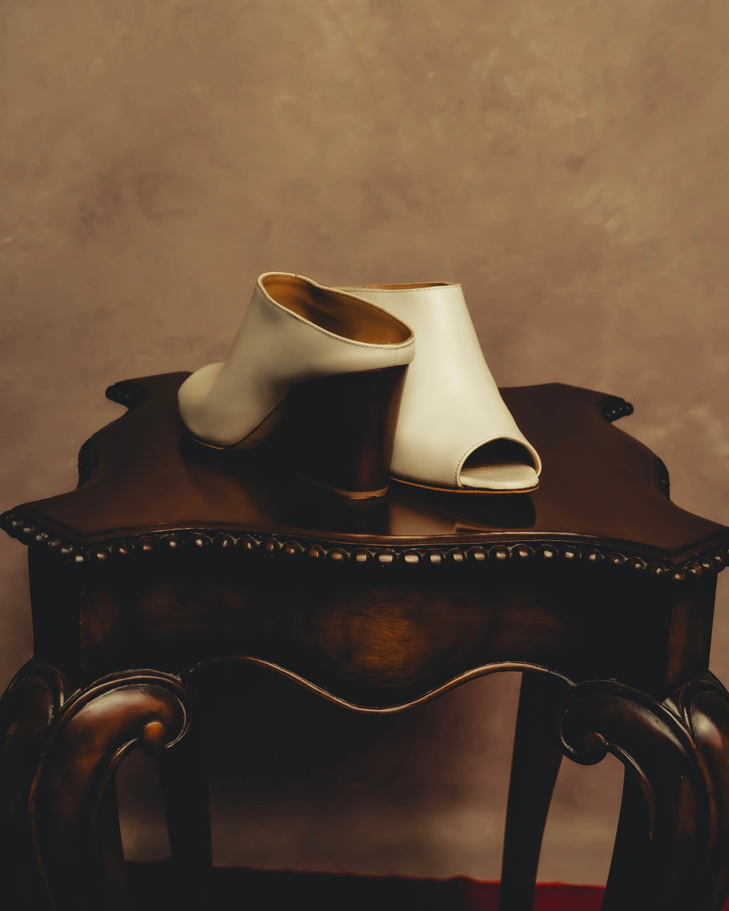 “Sergio Rossi” White open-toe heeled mules