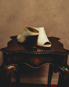 “Sergio Rossi” White open-toe heeled mules
