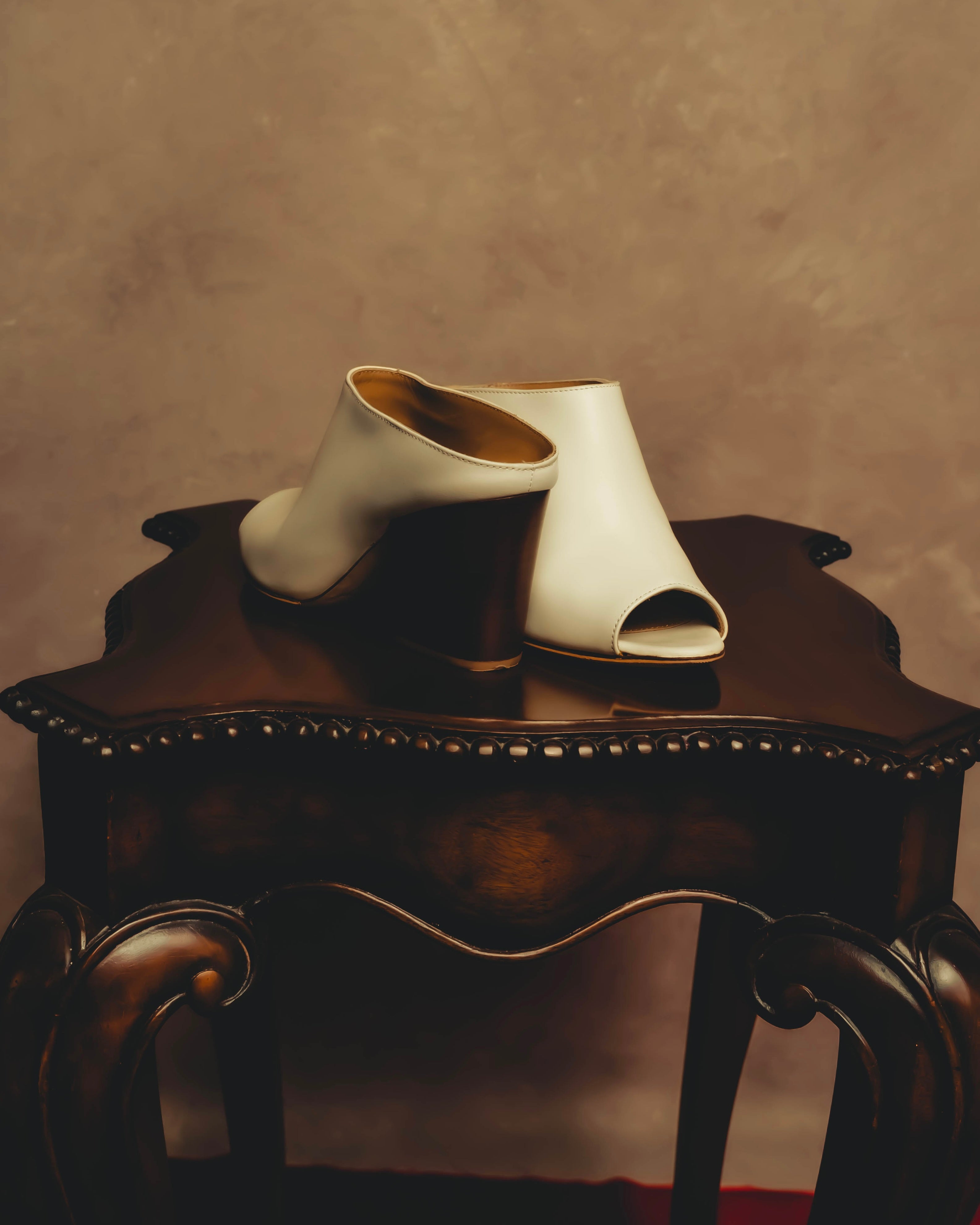 “Sergio Rossi” White open-toe heeled mules